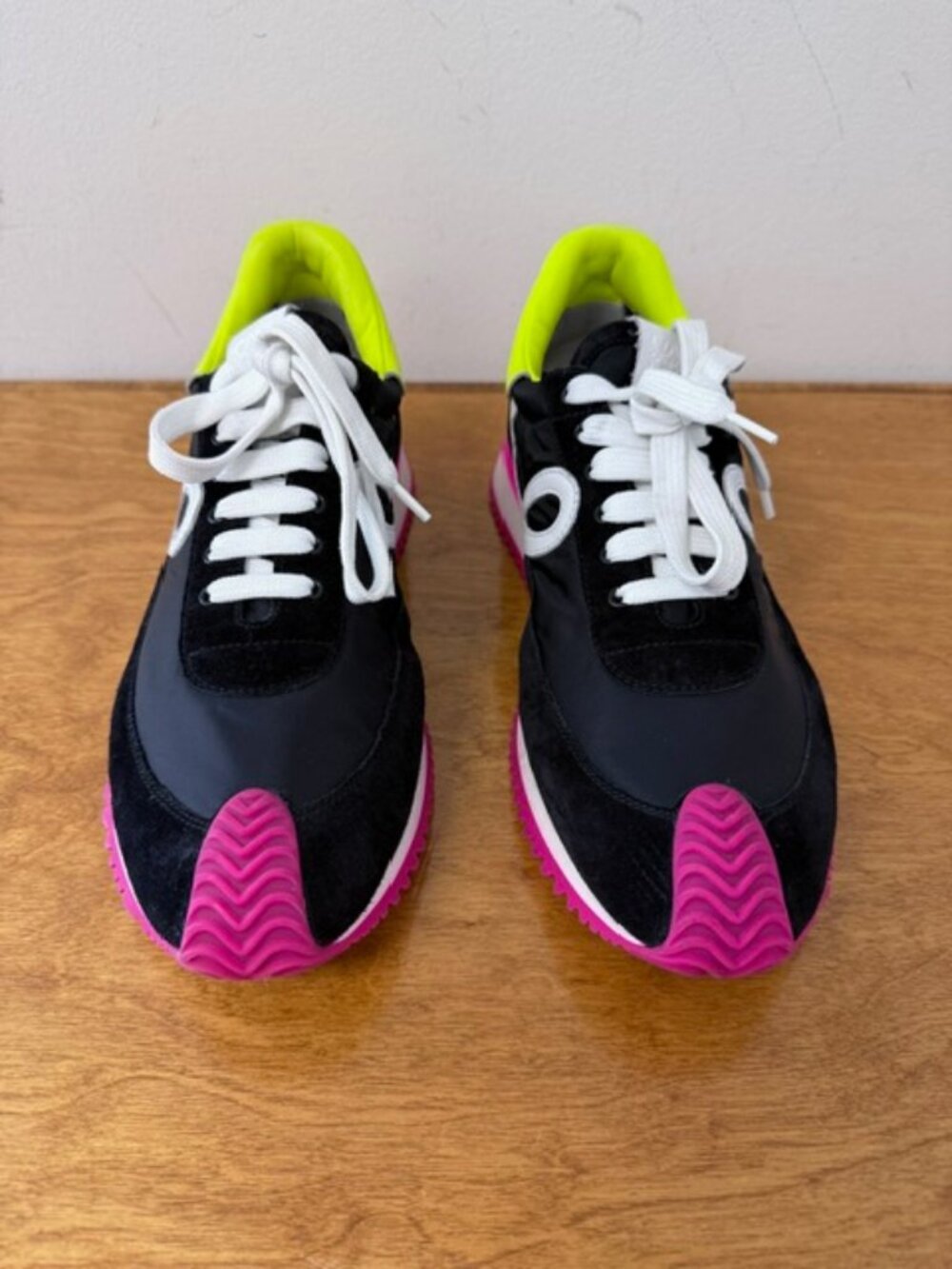 LOEWE Flow Runner Sneakers Black Neon Pink Yellow Women’s EU 40 Made in Italy - Picture 3 of 10